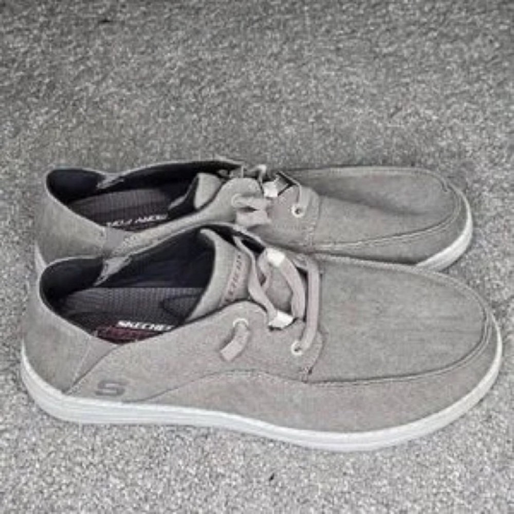 Casual Men’s Gray Canvas Lace-Up Shoes - Picture 4 of 9